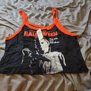 Hot Topic Black and Orange Halloween Crop Top